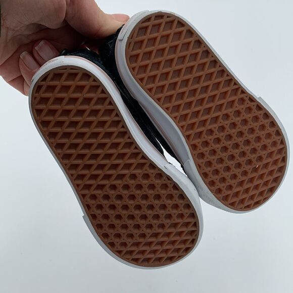 Vans black suede leather hi top Sneakers with floral racing stripe toddler 5.5 - Picture 7 of 11